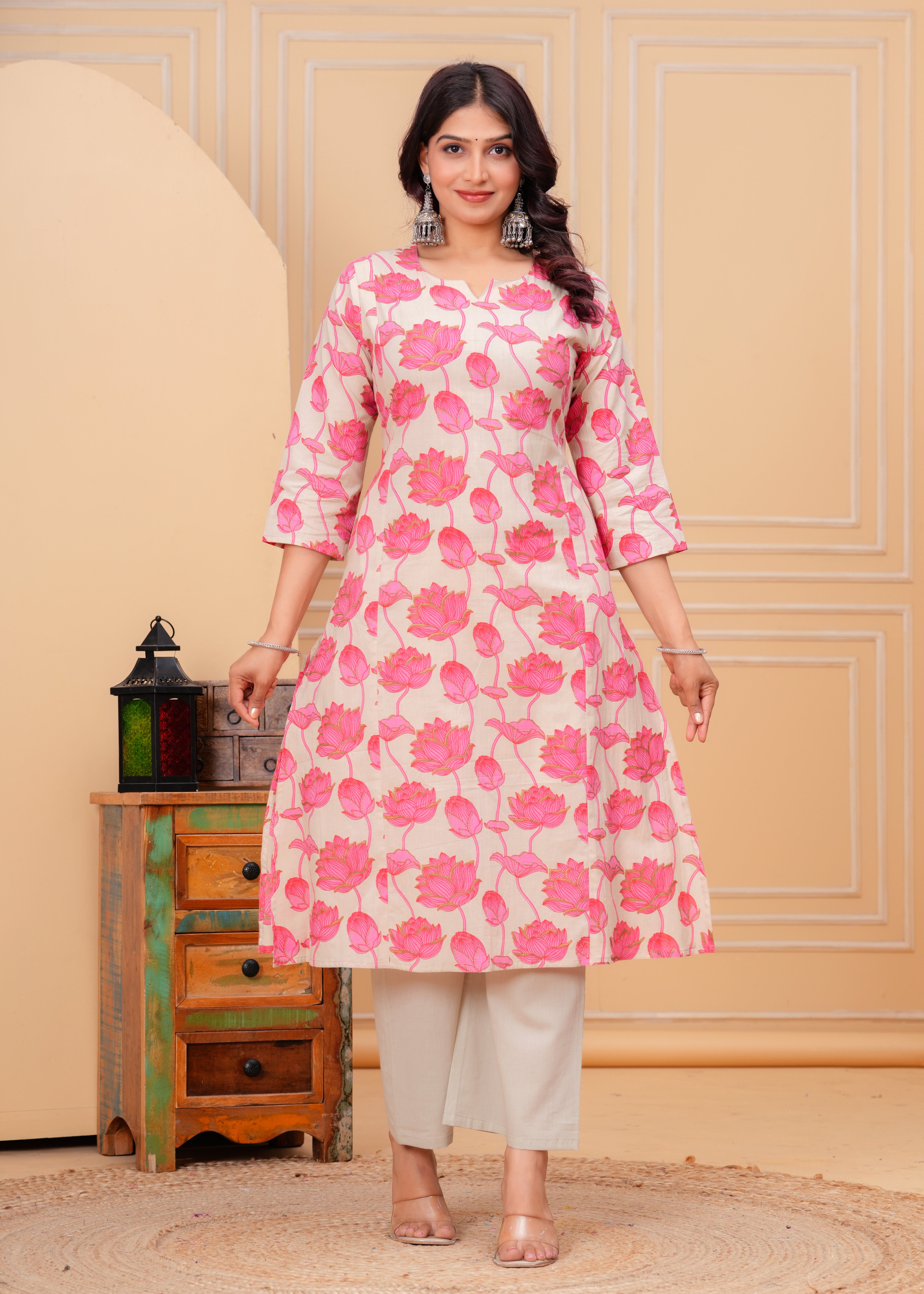 Blush Pink Cotton Dupatta Set